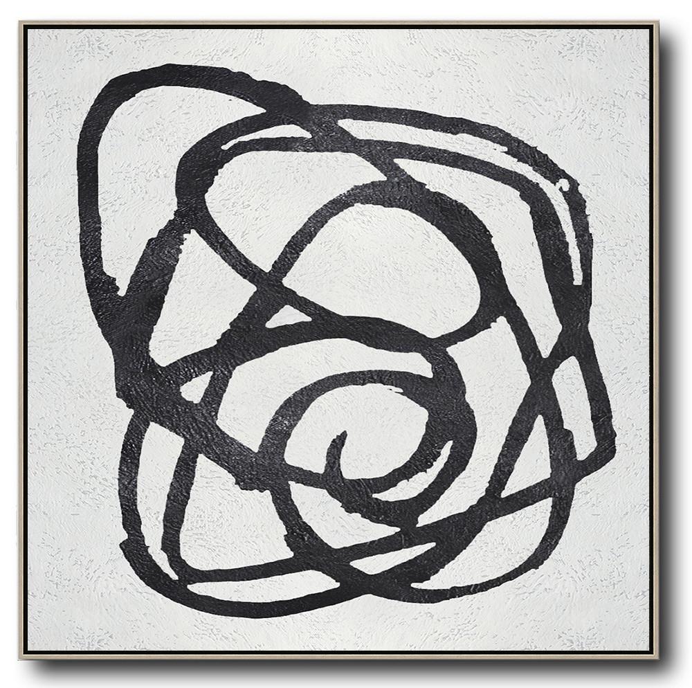 Minimal Black and White Painting #MN105A - Click Image to Close